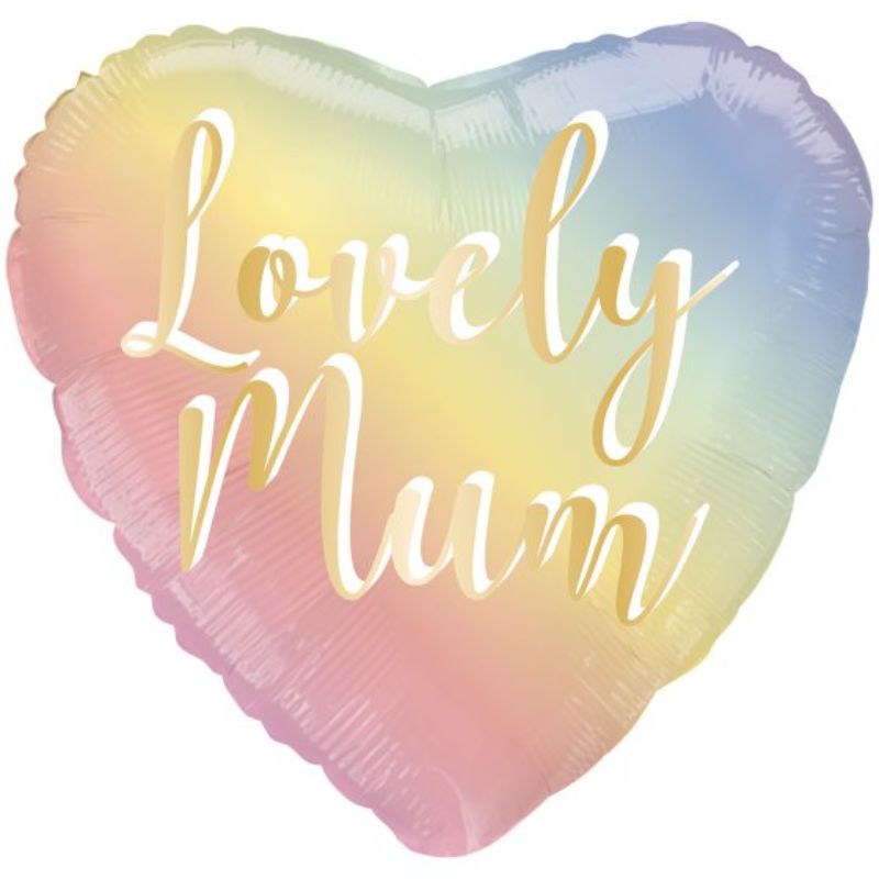 Vibrant 45cm ombre foil balloon for celebrating 'Mum', perfect for special occasions and easy to inflate with self-sealing feature.