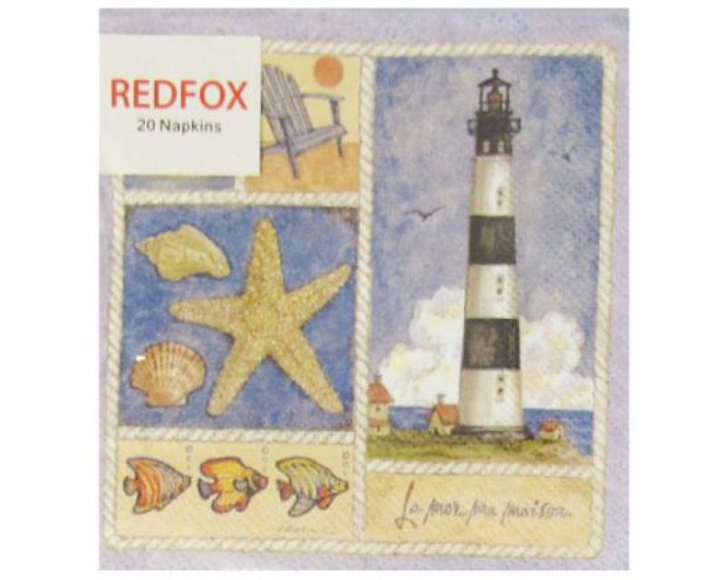 Charming 3-ply Lighthouse Cocktail Napkins, 25 x 25 cm, perfect for parties or everyday use, packed for freshness.