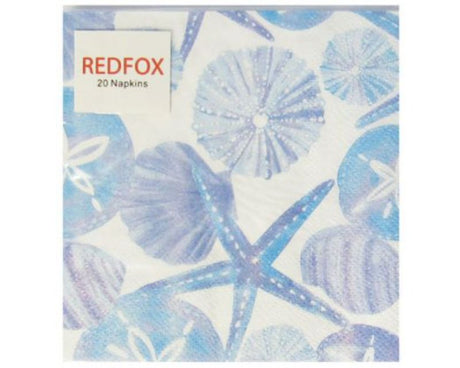 Elegant seashells cocktail napkin, 25 x 25 cm, 3-ply, perfect for coastal parties and adding beach charm to gatherings.