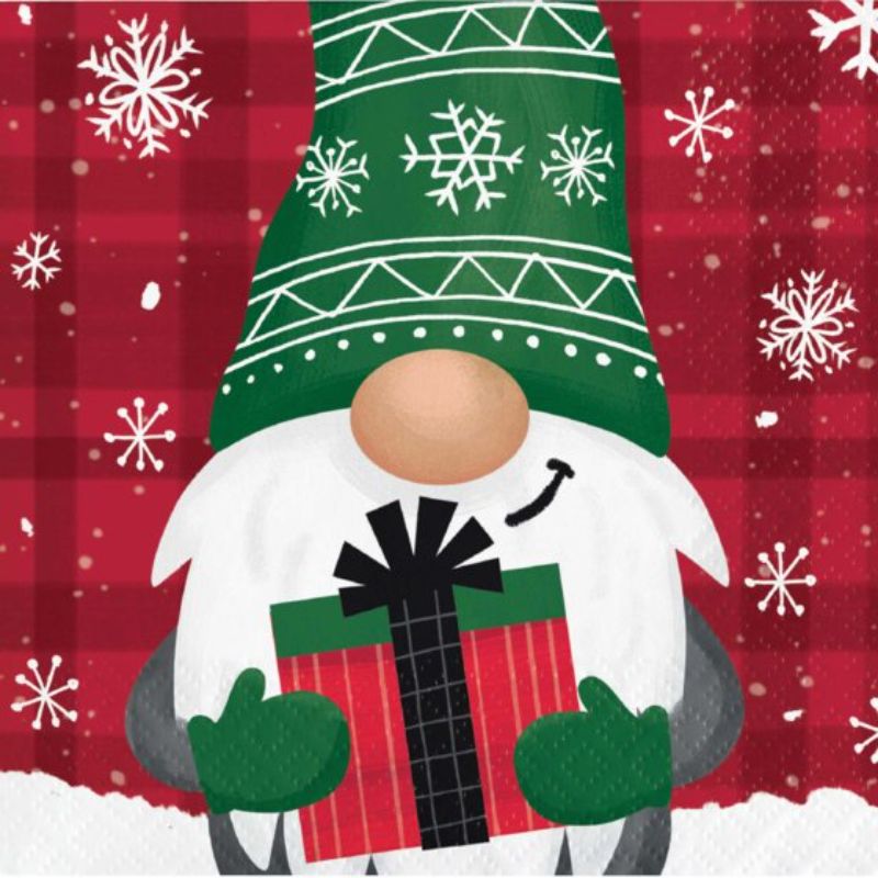 Holiday Gnomes Beverage Napkins - Pack of 16
