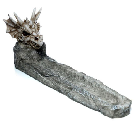 Set of 2 dragon skull incense stick burners, intricately designed for a mystical ambiance and functional ash-catching.