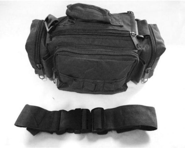 CamoClub Utility Bag Black: versatile bag for travel, biking, or outdoor use, with double zip, ample space, and durable design.