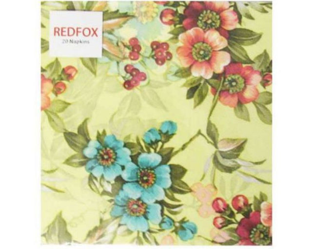 Elegant 3-ply Flowers and Berries Napkin, perfect for dining, gatherings, and eco-friendly festivities. Pack of 20.
