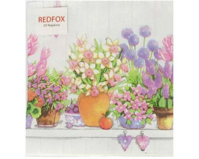 Cottage Garden napkins featuring floral designs, 3-ply, eco-friendly, perfect for rustic dining and gatherings.