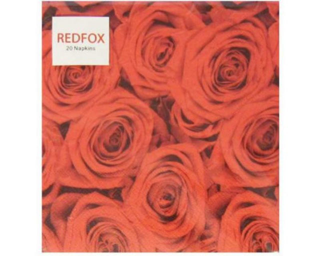 Red Roses Napkin featuring elegant rose designs, high-quality 3-ply material, perfect for special occasions and everyday use.