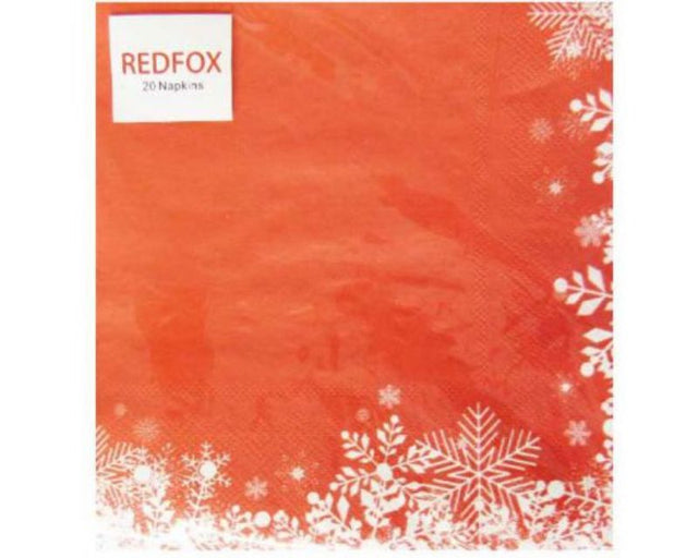 Christmas Snowflake Napkin set features 20 eco-friendly, 3-ply napkins with a charming snowflake design for festive dining.
