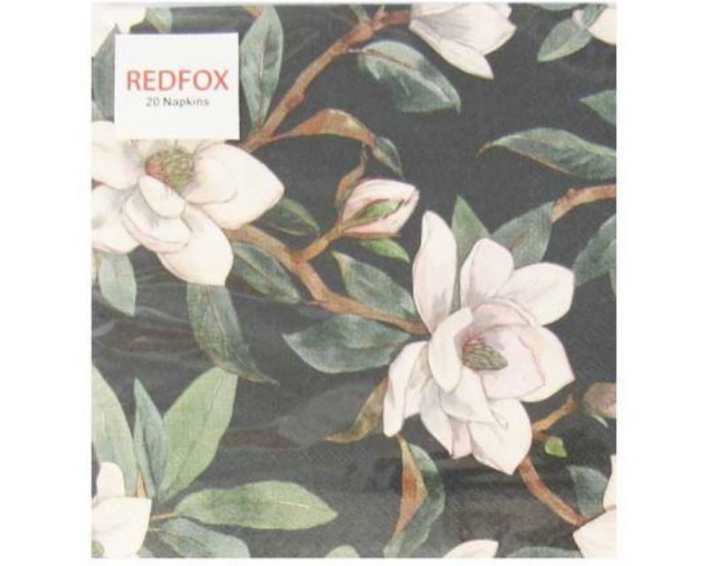 Elegant 3-ply Magnolia Napkin pack of 20, eco-friendly and stylish for occasions, sealed in cellophane for freshness.