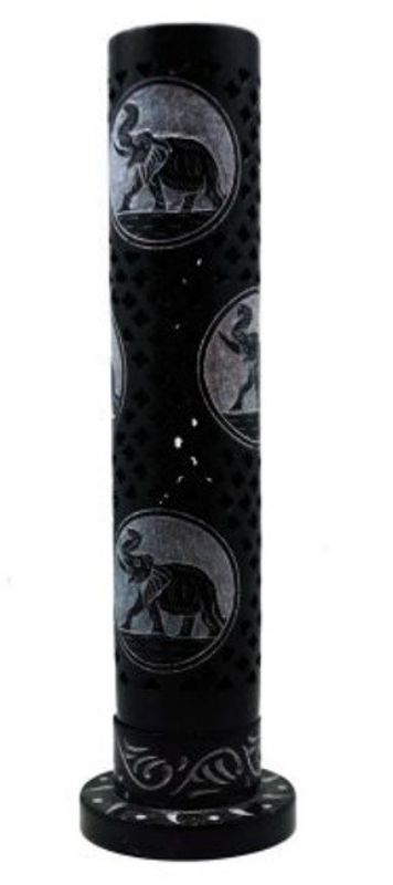 Elegant 27cm soapstone incense tower shaped like an elephant, perfect for creating a calming atmosphere in any space.