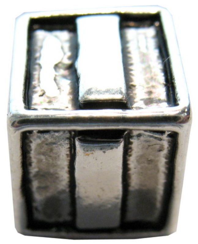 Square metal letter beads in a pack of 4, perfect for personalized jewelry and crafts.