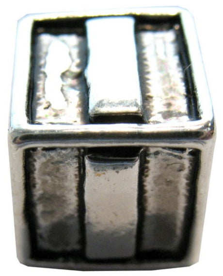Square metal letter beads in a pack of 4, perfect for personalized jewelry and crafts.
