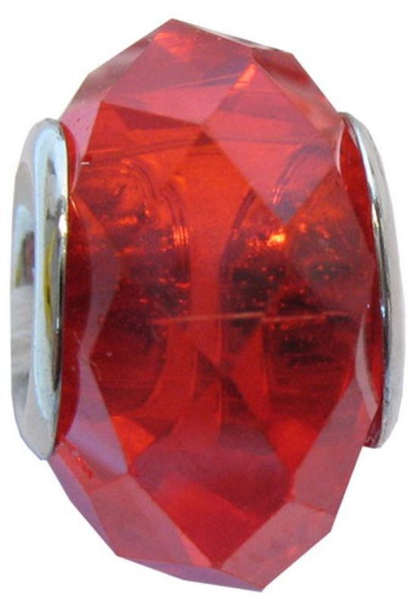 Bright red glass beads with crystal cut design, perfect for jewelry making and DIY crafts, sold in a convenient 4-pack.