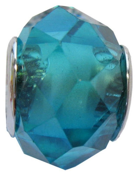 Teal crystal-cut glass beads in a pack of four, perfect for vibrant jewelry and craft projects.