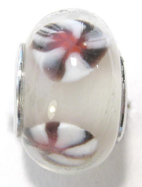 Handcrafted white glass beads with rhodium-plated interior, perfect for elegant jewelry designs, set of 4.