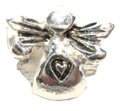 Set of 8 silver-plated angel beads with anti-tarnish finish, perfect for DIY jewelry projects celebrating spirituality.
