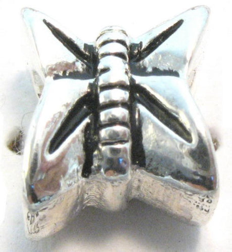 Silver-plated butterfly beads with anti-tarnish coating, ideal for elegant DIY jewelry creations, 8 pieces per bag.