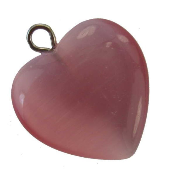 Set of 2 Catseye Heart Beads, 20mm, glowing with vibrant colors, perfect for jewelry making and crafts.