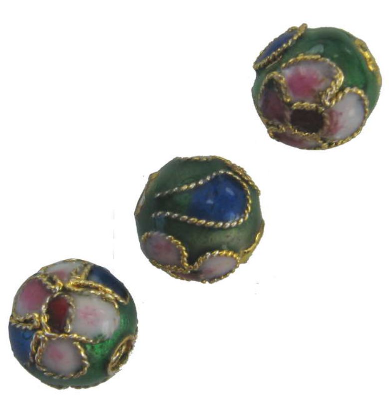 Vibrant 8mm Cloisonne beads set of 2, featuring 12 colorful, intricately designed beads for elegant jewelry crafting.