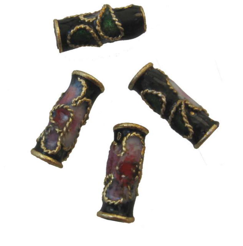 Vibrant 10x4mm cloisonné beads in rich colors, ideal for enhancing jewelry designs; set of 40 beads for versatile crafting.
