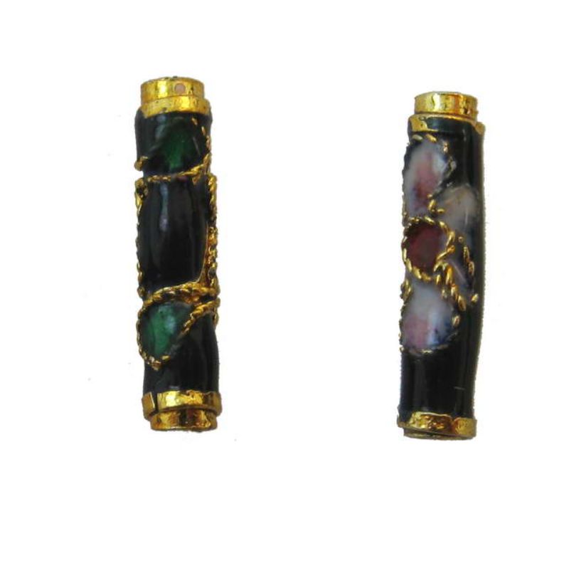 Vibrant cloisonne beads, 16x3.5mm, in a set of 2 with 12 intricate designs for elegant jewelry making and crafts.