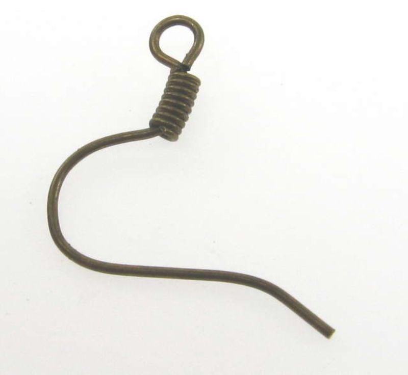 Antique brass 15mm earwires, 100pcs, perfect for DIY earrings, offering durability and vintage style. Set of 2.