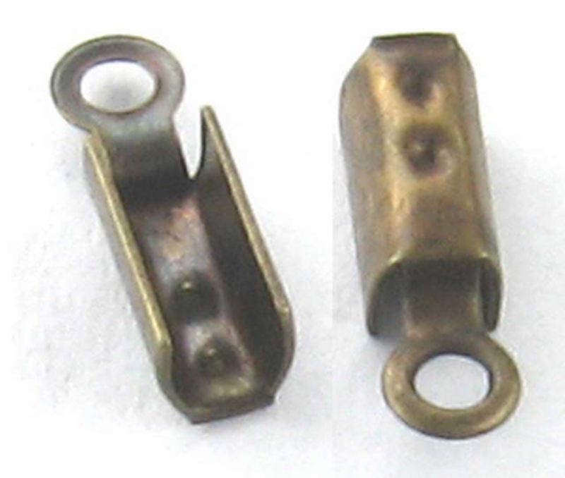 Antique finish 7x3mm leather crimps, set of 240, ideal for jewelry and leather projects, ensuring durability and elegance.