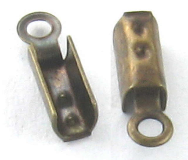 Antique finish 7x3mm leather crimps, set of 240, ideal for jewelry and leather projects, ensuring durability and elegance.