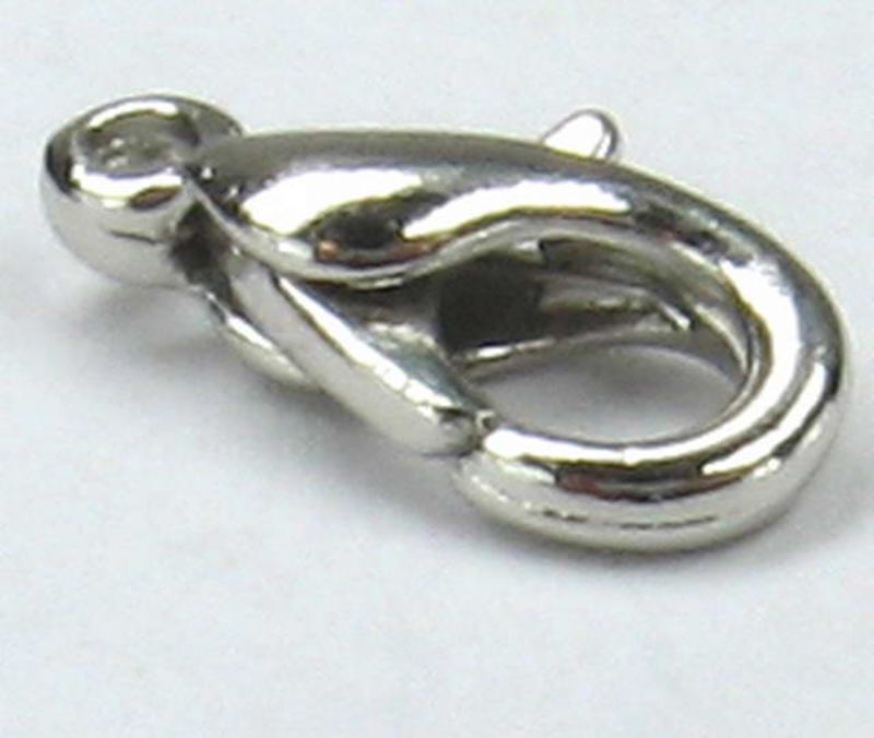 Shiny chrome 12x6mm oyster clasps set of 50, ideal for securing necklaces and bracelets in jewelry-making projects.