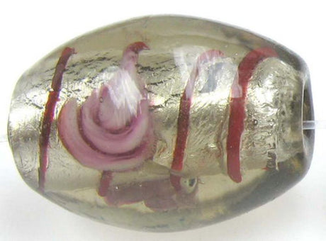 Rose-colored glass foil beads in a 12x17 oval shape, perfect for elegant jewelry-making; set of 20 pieces.