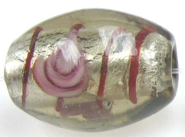 Rose-colored glass foil beads in a 12x17 oval shape, perfect for elegant jewelry-making; set of 20 pieces.