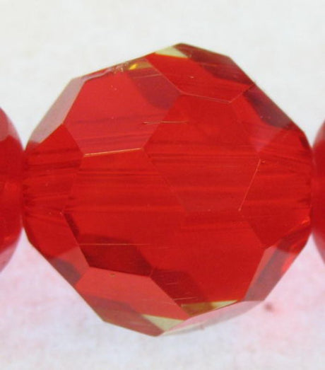 Vibrant red 18mm glass faceted beads, ideal for jewelry making and crafts, packed in sets of 20 for diverse projects.