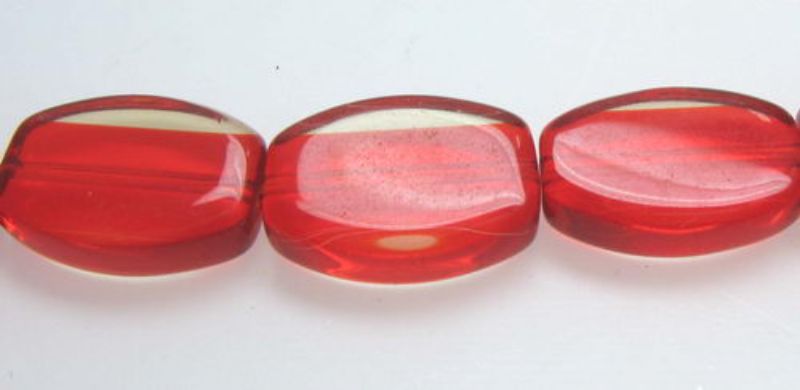 Set of 5 luxurious 11mm flat oval glass beads in vibrant colors, perfect for jewelry making and crafting projects.