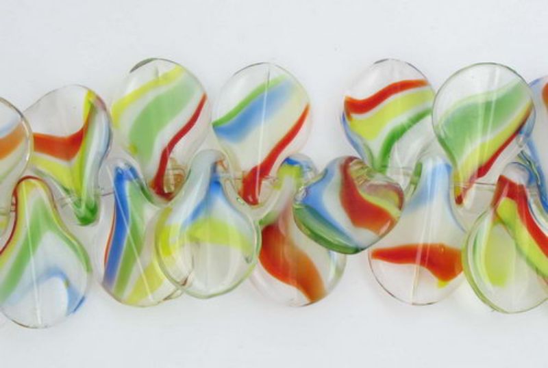 Set of 3 pear drop glass beads, 18x12mm, perfect for jewelry making and crafting, adding elegance to your designs.