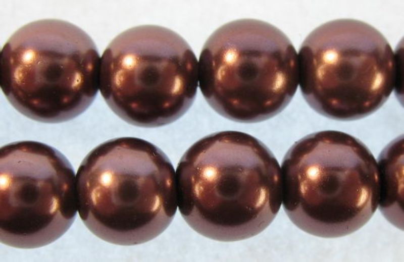 Bronze 6mm glass pearl beads set of 3, ideal for elegant jewelry and DIY projects with a lustrous finish.