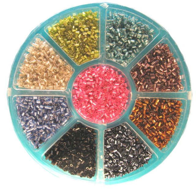 Vibrant seed beads in a 2-pack kit, perfect for jewelry making and intricate embroidery projects.