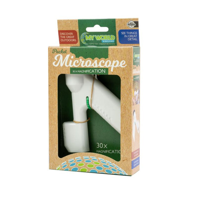 Compact pocket microscope by Funtime with 30x magnification, perfect for kids to explore nature up close.