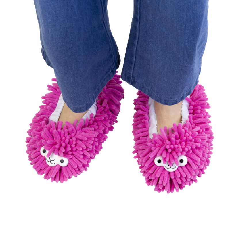 Llama-themed cleaning slippers with soft interiors and microfiber soles for effortless floor cleaning and cozy comfort.