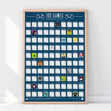 Interactive Bucket List Poster featuring 100 must-play video games, perfect for tracking achievements and enhancing decor.