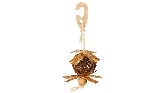 Eco-friendly 5.5cm wicker ball bird toy with sisal rope, perfect for chewing and climbing for small birds like canaries and budgies.