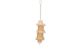 Wood and bamboo bird snack toy measuring 35cm, ideal for cockatiels, promoting foraging and play. Eco-friendly design.