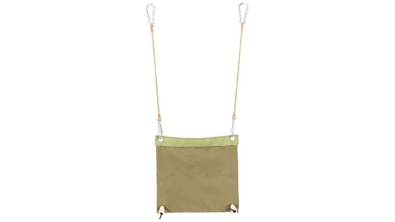 Cozy hanging bird tent for small birds, made of cotton and wood, measuring 16 x 18 x 20 cm, promoting playful behavior.