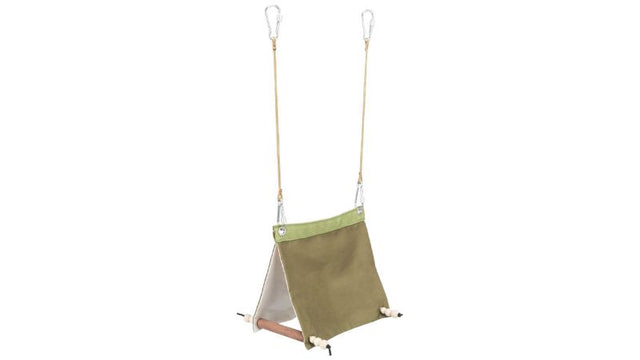 Cozy Hanging Bird Tent for small birds, crafted from cotton and wood, measuring 16 x 18 x 20 cm for a playful retreat.