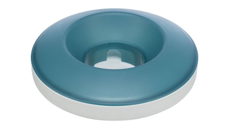 Slow feed dog bowl with rocking design, adjustable opening, anti-slip base, and quiet operation; promotes healthy eating habits.