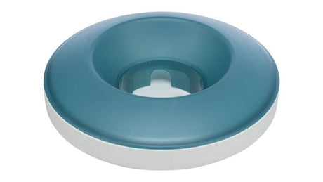 Slow feed dog bowl with rocking design, adjustable opening, anti-slip base, and quiet operation; promotes healthy eating habits.