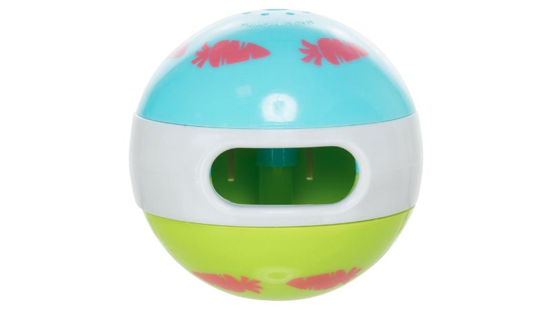 Brightly colored 6cm Trixie Plastic Snack Ball for small pets, featuring adjustable opening for various treats and enhanced play.