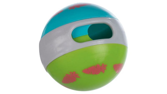 Brightly colored 6cm Trixie Plastic Snack Ball for small pets, featuring adjustable opening for various treats and durable design.