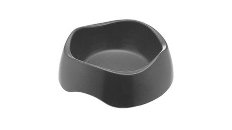 Eco-friendly grey dog bowl, 17cm diameter, 500ml capacity, made from sustainable materials with non-slip base and easy handle.