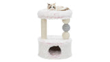 Stylish pink cat scratcher at 73cm, featuring jute and plush, ideal for scratching, climbing, and cozy cuddling.