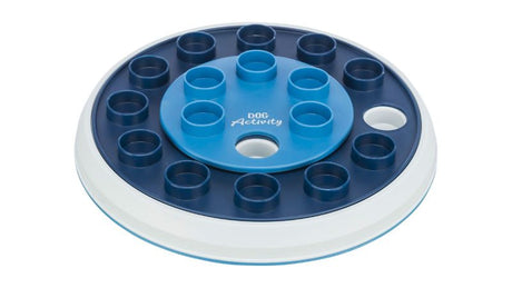 Interactive Dog Activity Twister Game features sliding plates for treat access, enhancing cognitive skills and problem-solving.