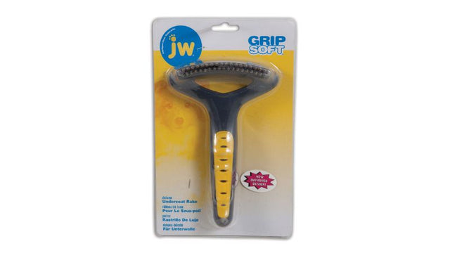 JW Double Row Undercoat Rake for Dogs, designed for effective grooming and removing loose hair from medium to long-haired breeds.