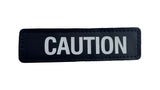 Stylish Side Patch - S CAUTION featuring a distinct caution motif, perfect for customizing jackets, bags, or hats.